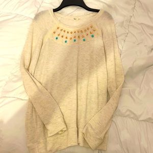 Long sleeve white gemmed shirt